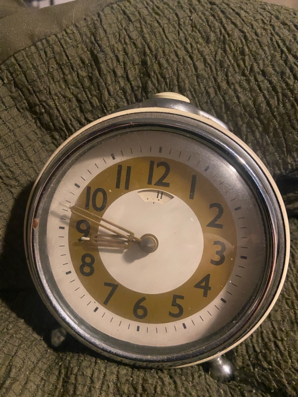 Pottery Barn Gold and White Round Wall Clock